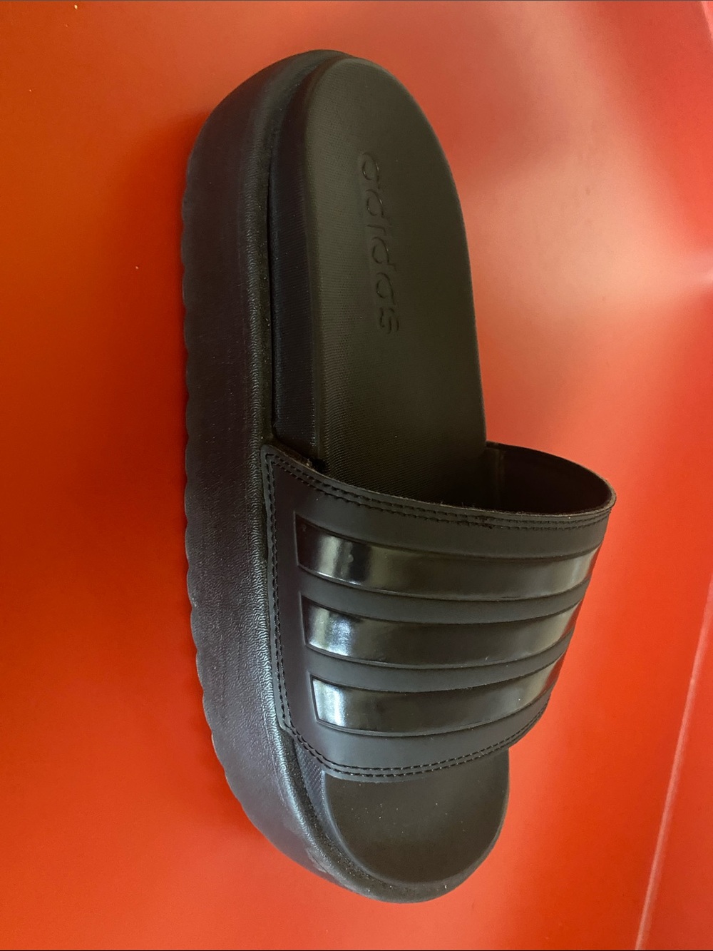 adidas Black Platform Slide Sandals size 7/8 🖤 - Picture 3 of 4